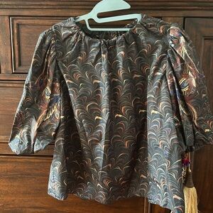 Ulla Johnson Multicolor 3/4 sleeve semi cropped top size 8